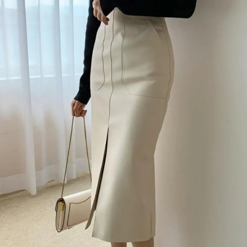 Sienna High-Waisted Faux Leather Pencil Skirt