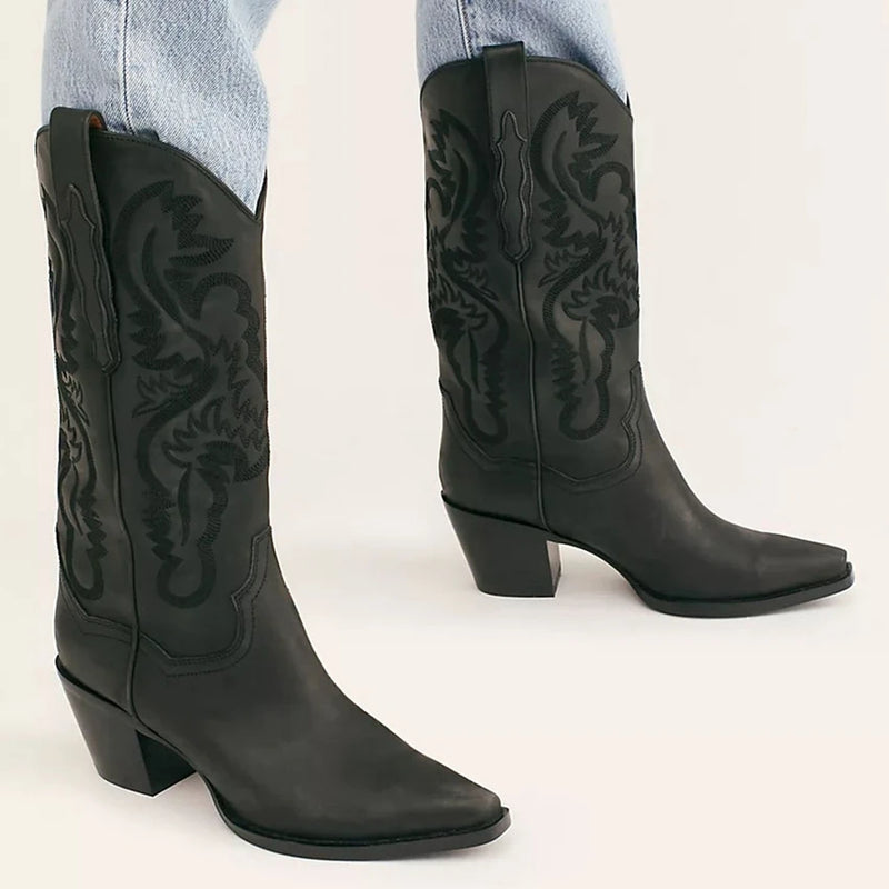 Dako Embroidered Western Boots