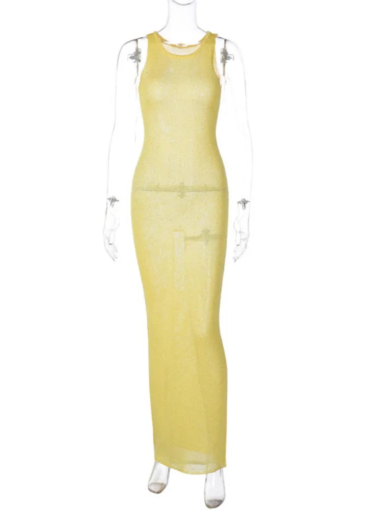 Vih See-Through Maxi Dress - Le Lys Blanc