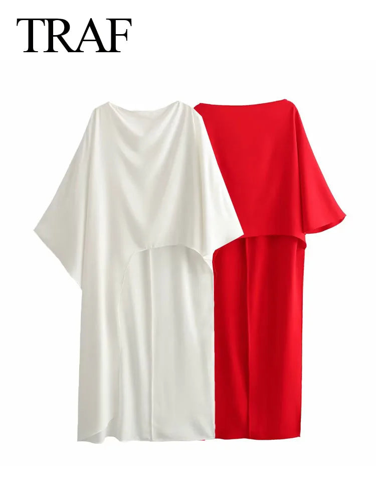 Scarlet  Elegance Draped Cape Blouse