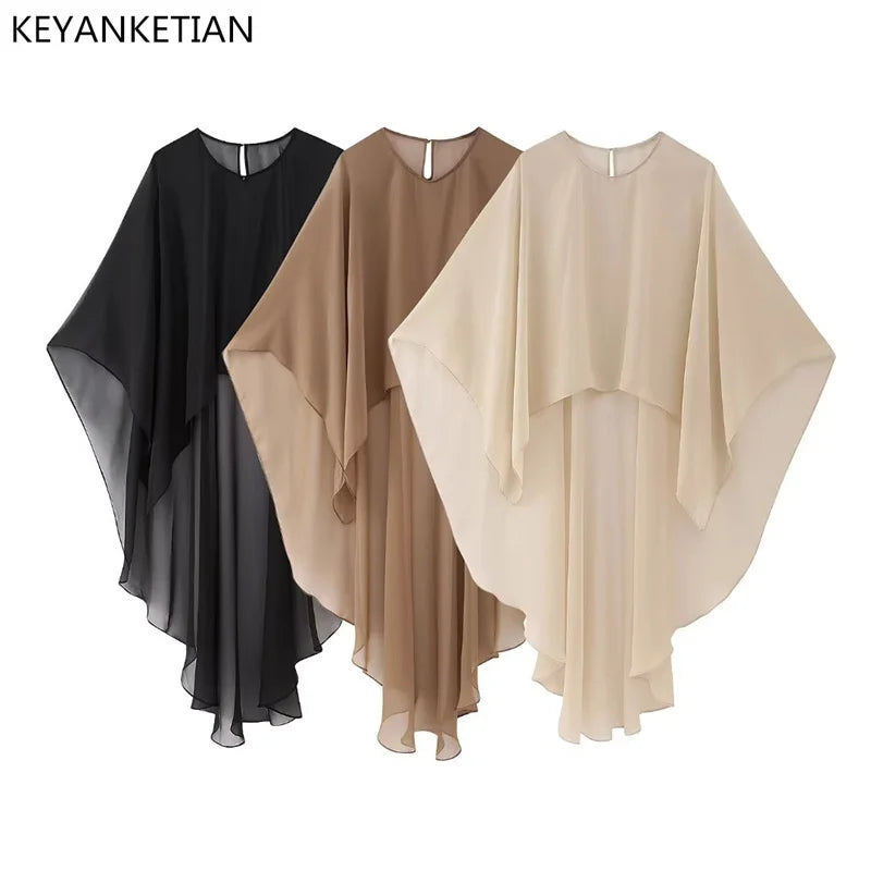 Asymmetrical Tulle Pull-Over