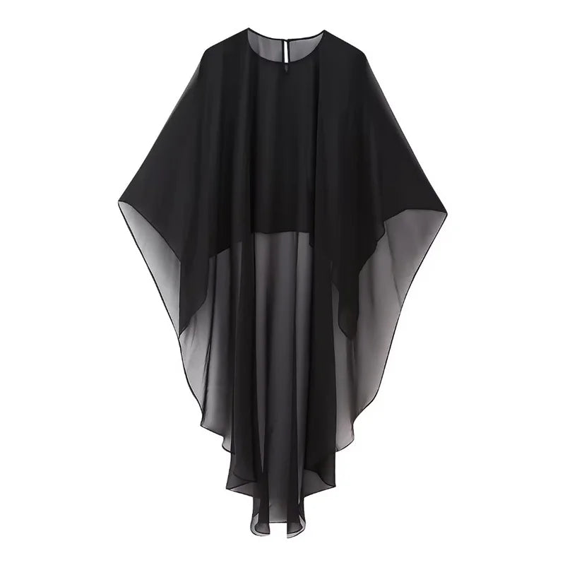 Asymmetrical Tulle Pull-Over