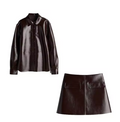 Raven Faux Leather Mini Coat and skirt