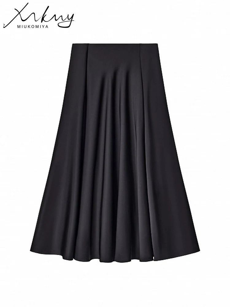 MiuK Long Satin Skirts - Le Lys Blanc