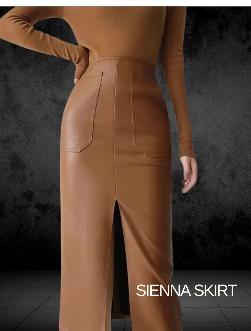 Sienna High-Waisted Faux Leather Pencil Skirt