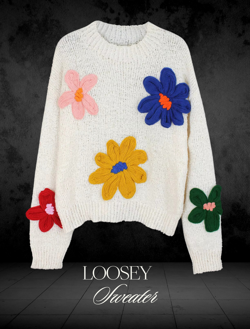 Loosey Sweaters Flowers Decorative - Le Lys Blanc