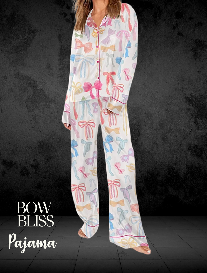 Bow Bliss Satin Pajama Set - Le Lys Blanc